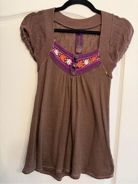 Free People Brown and purple top